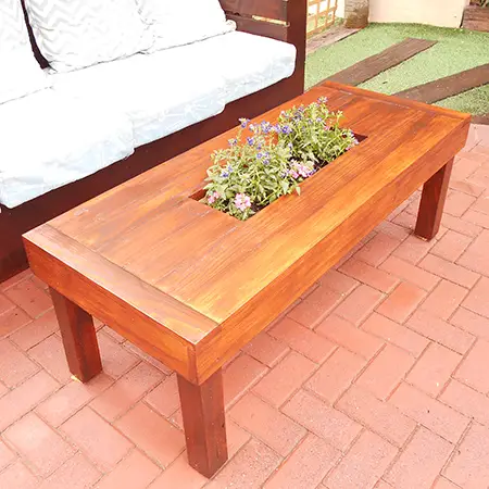 Table with flowers inside