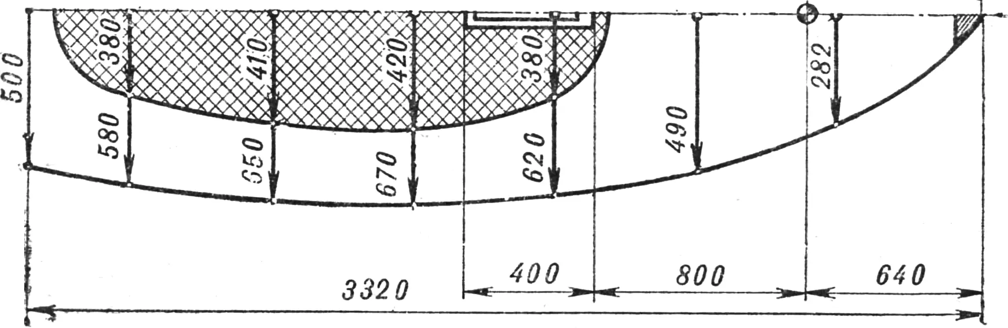 Fig. 4. Deck layout of the Moth and the arrangement of some structural elements on it.