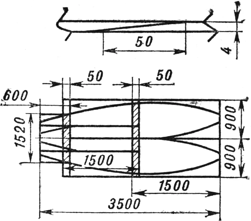 Fig. 5. Joining plywood sheets to obtain the hull layout blank.