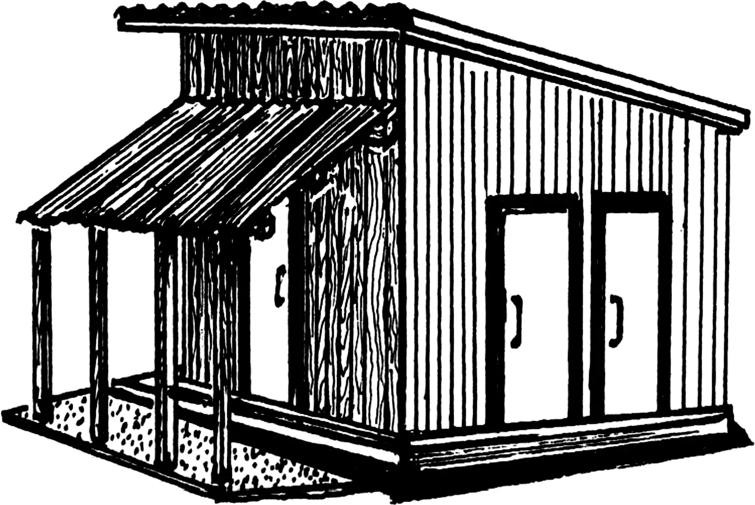 Temporary warehouse (shed) with a canopy