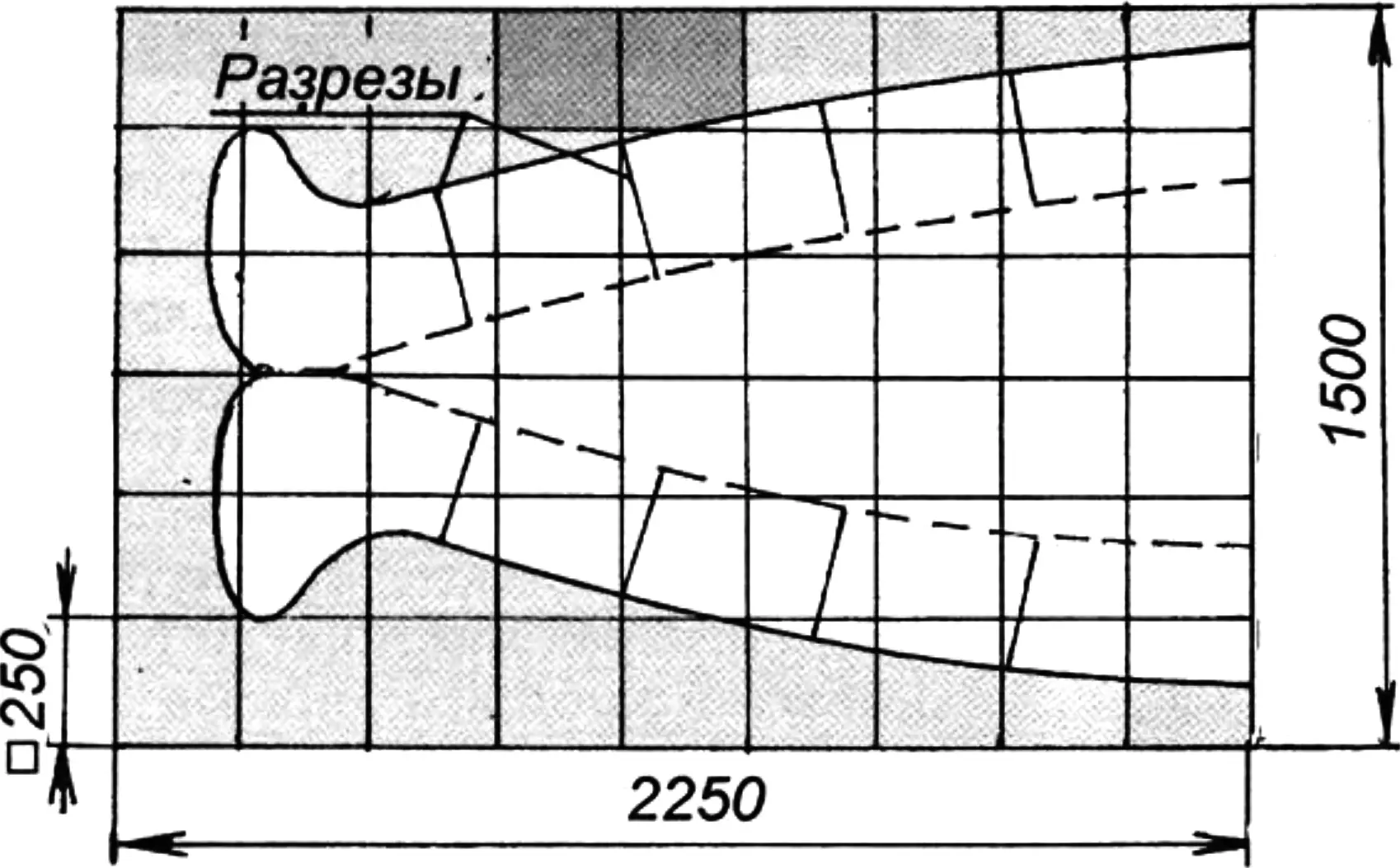 “Pattern” of half of the boat hull