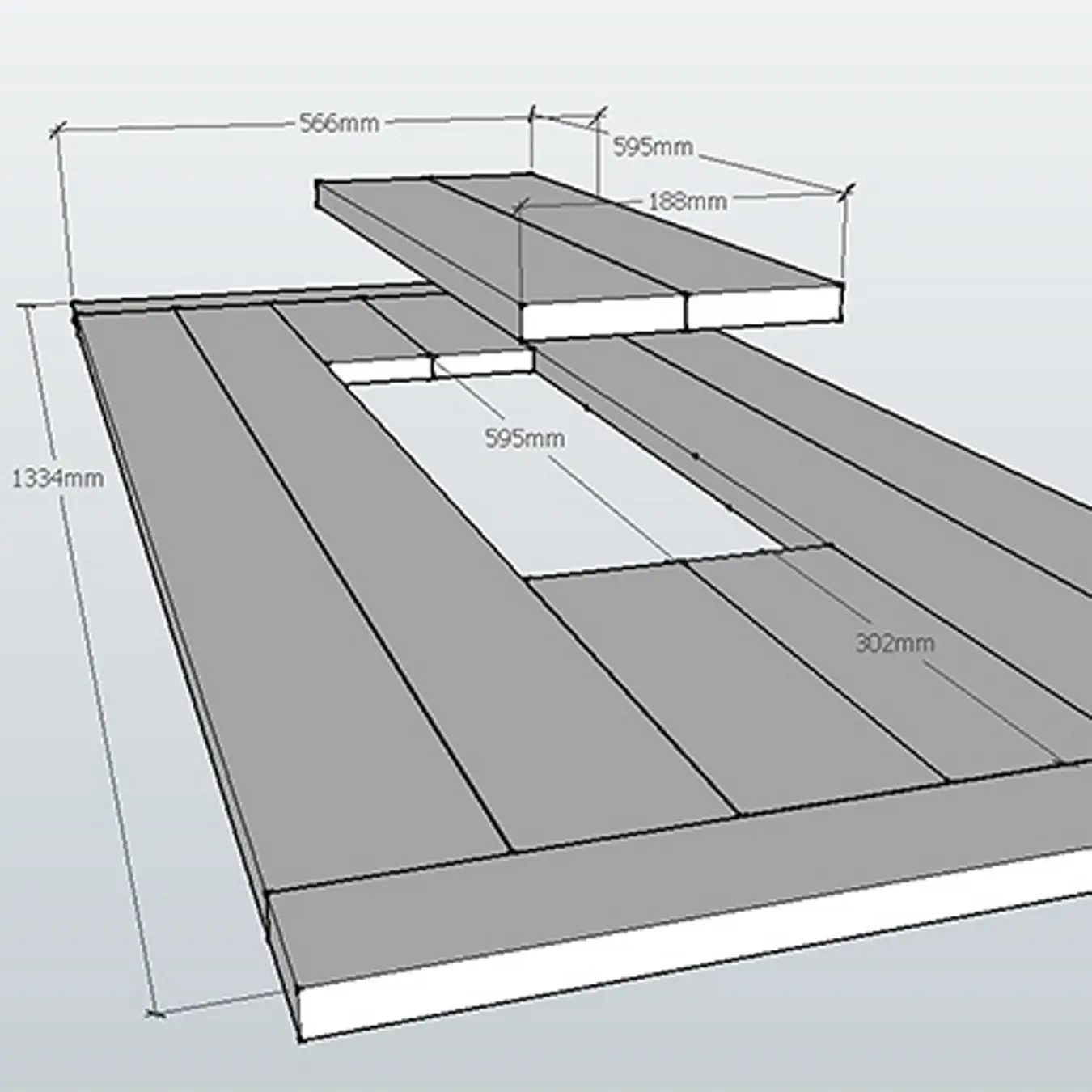 Tabletop drawing with dimensions