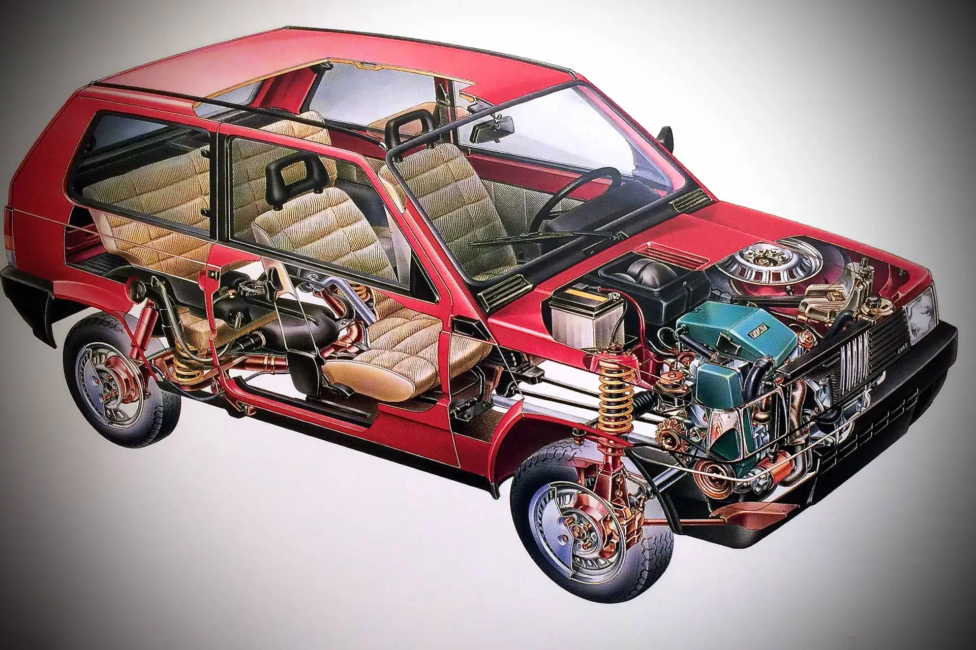 Компоновка Fiat Panda выпуска 1986 года