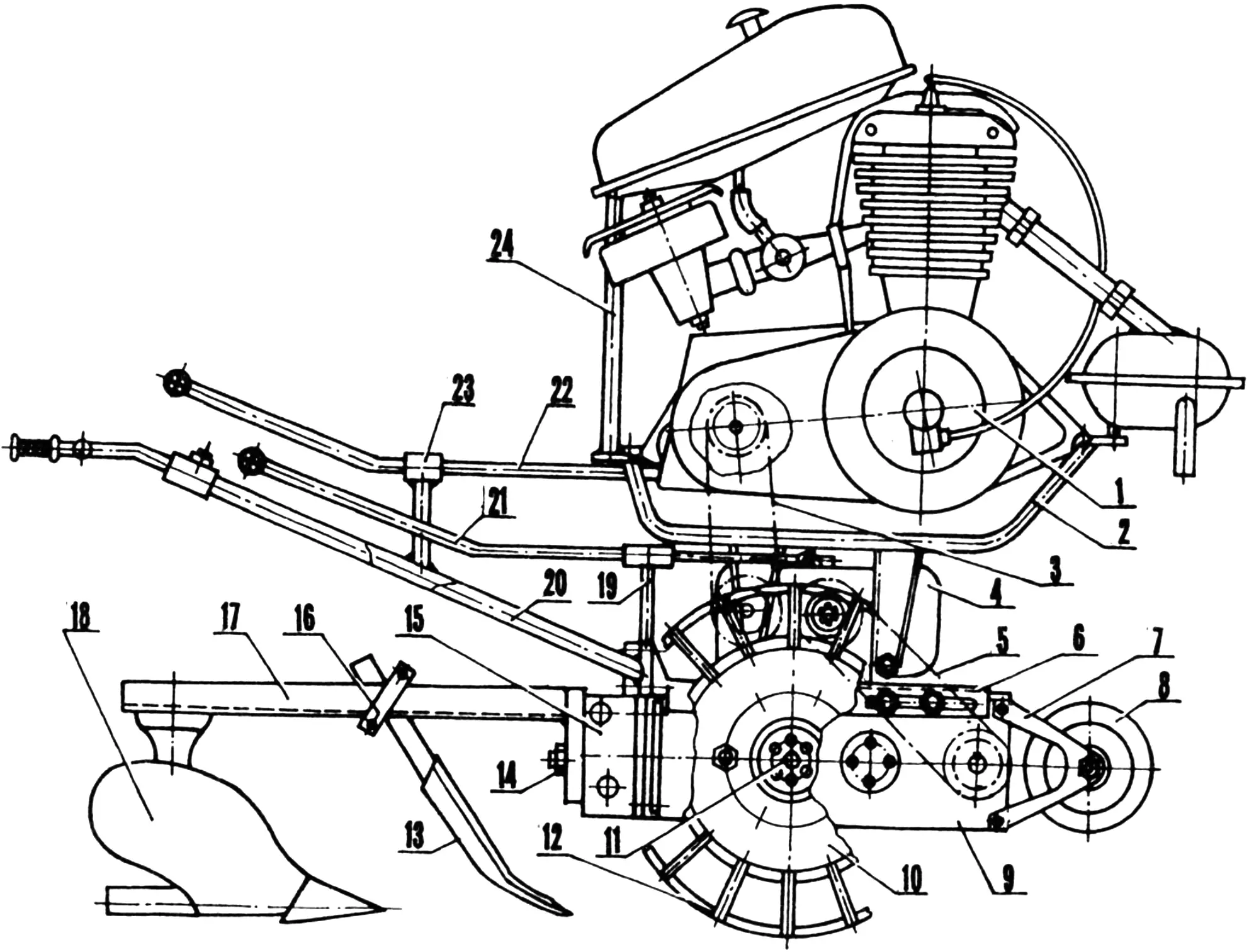 Fig. 2. Walk-behind tractor layout