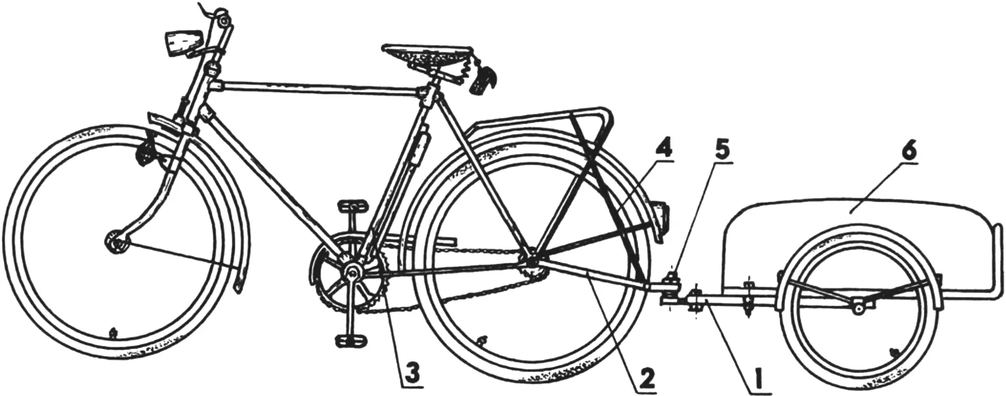 General view of a bicycle with a trailer