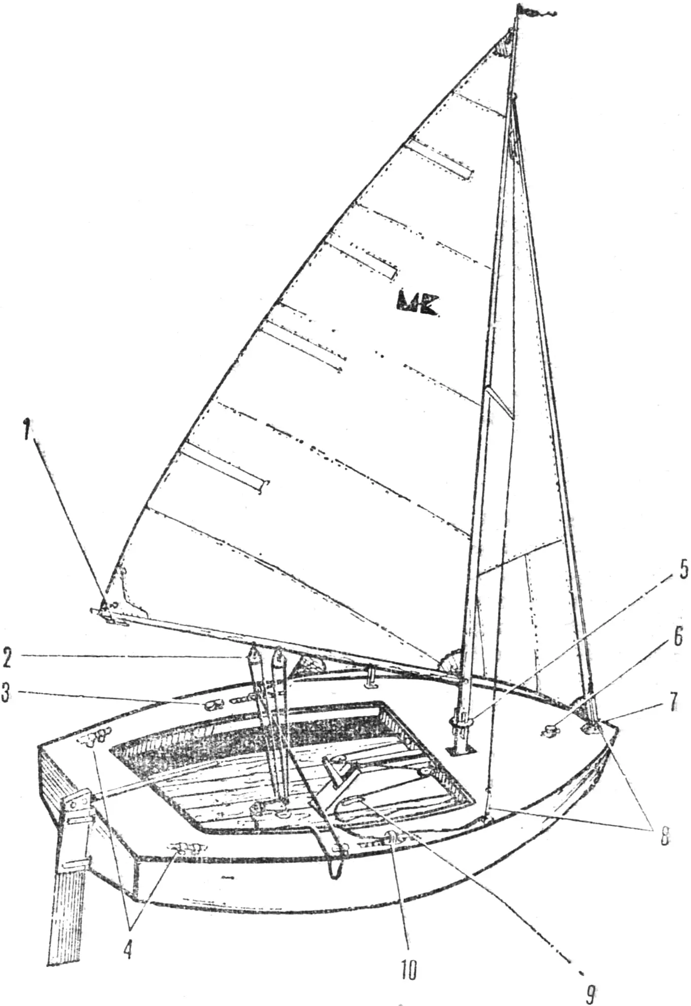 Fig. 1. Approximate placement of fittings on a dinghy