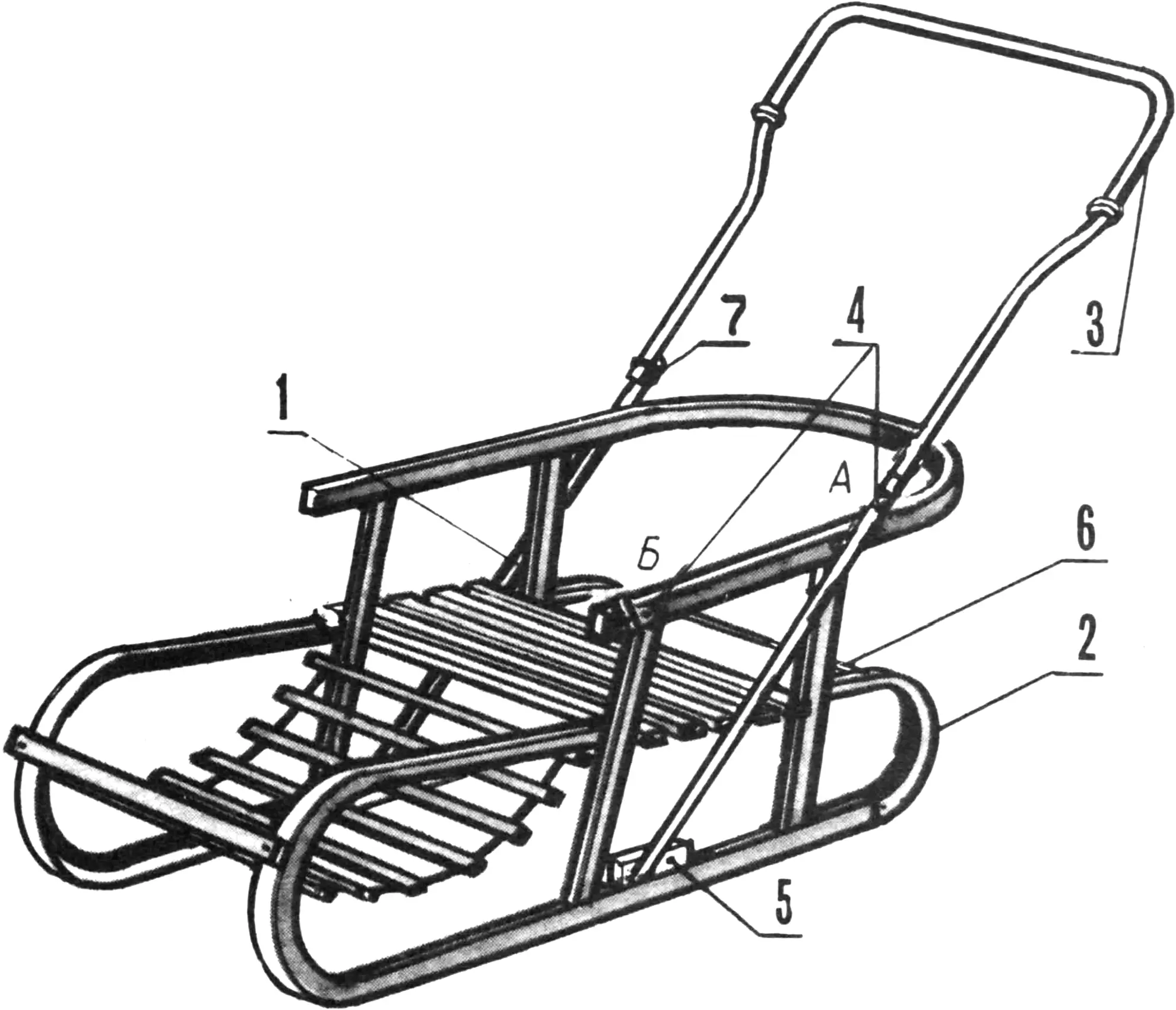 Modernized “Pull-Push” sled with a handle from a baby carriage