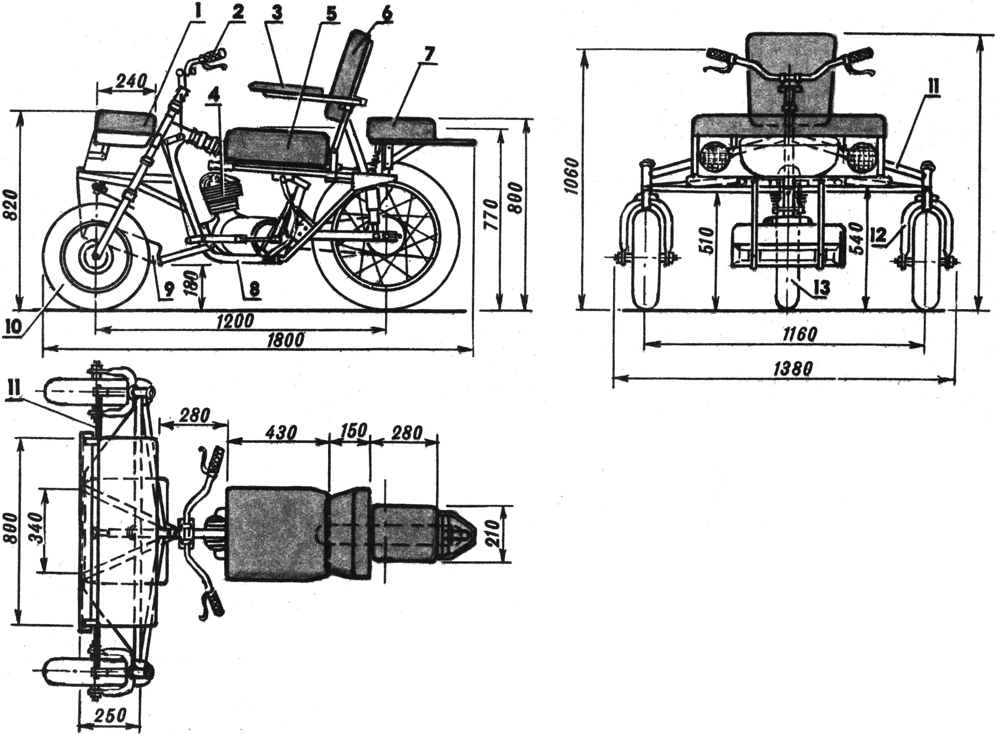 Fig. 1. Basic version of a motorized vehicle with hand controls