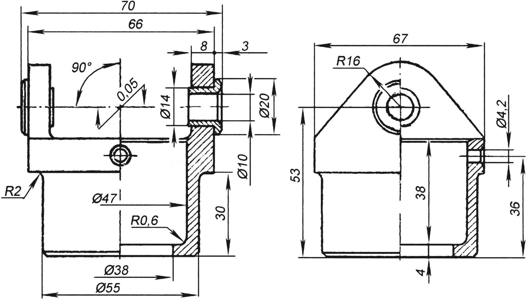 Fig. 6. Bearing housing (D16T)
