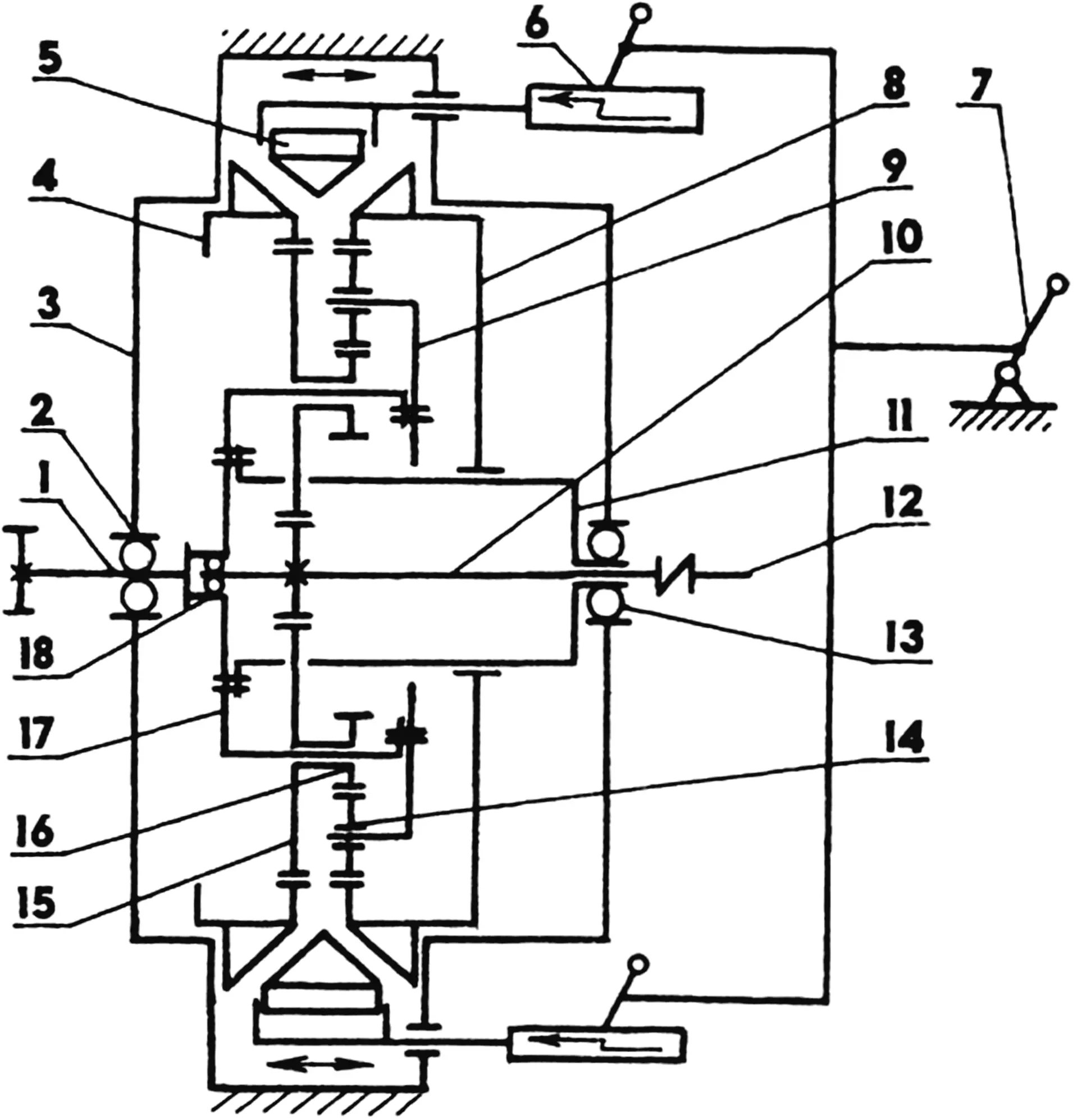 Kinematic diagram of the universal unit