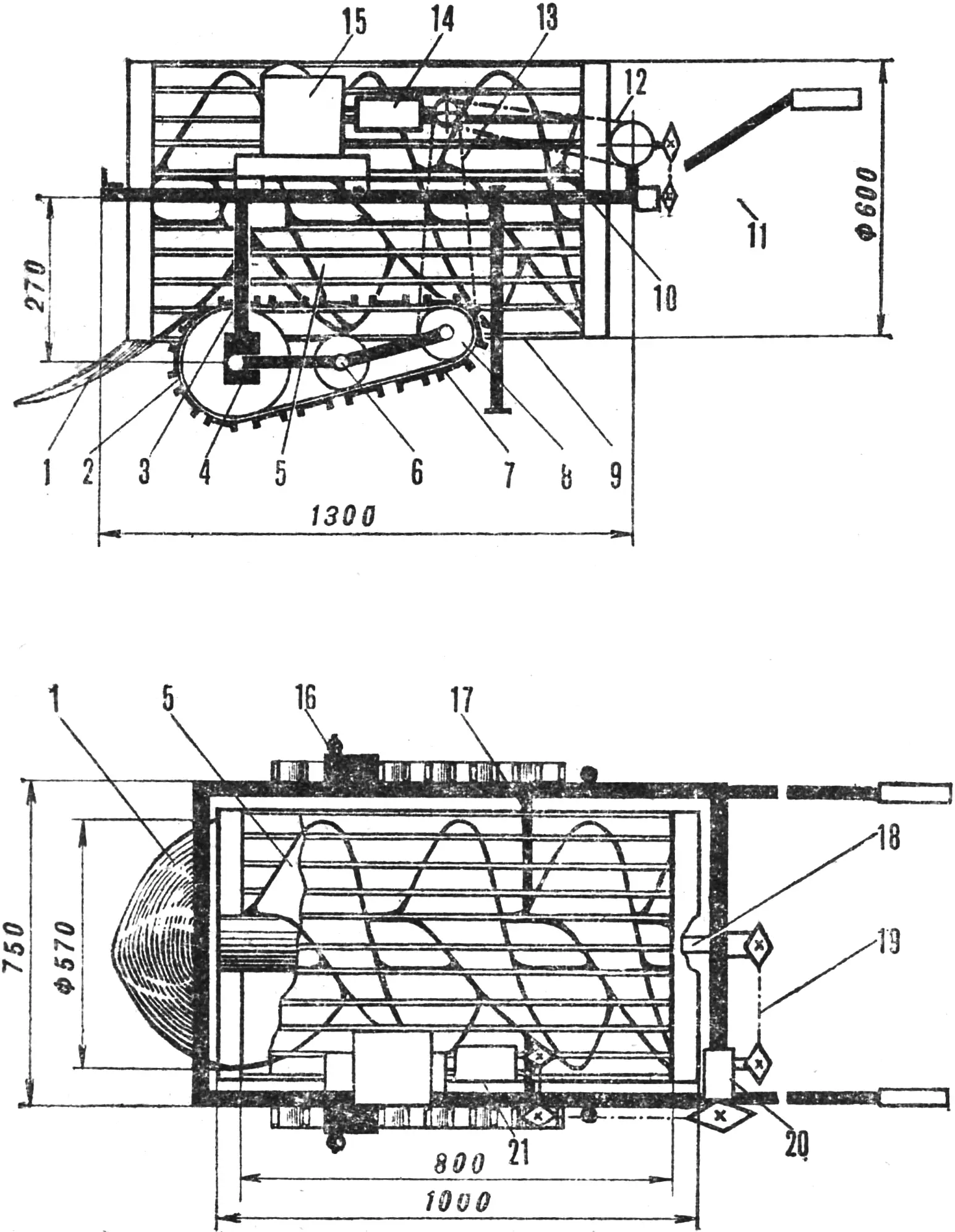 Diagram of the self-propelled potato digger
