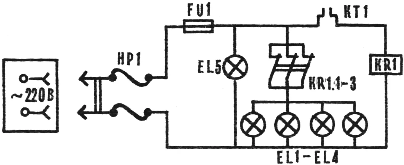 Fig. 2. Wiring diagram of the homemade incubator to the mains