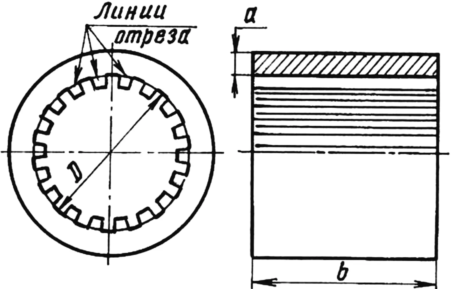 Fig. 2. Magnetic core (toroidal core) — reworked stator of an induction motor (teeth chiselled off around the circumference)