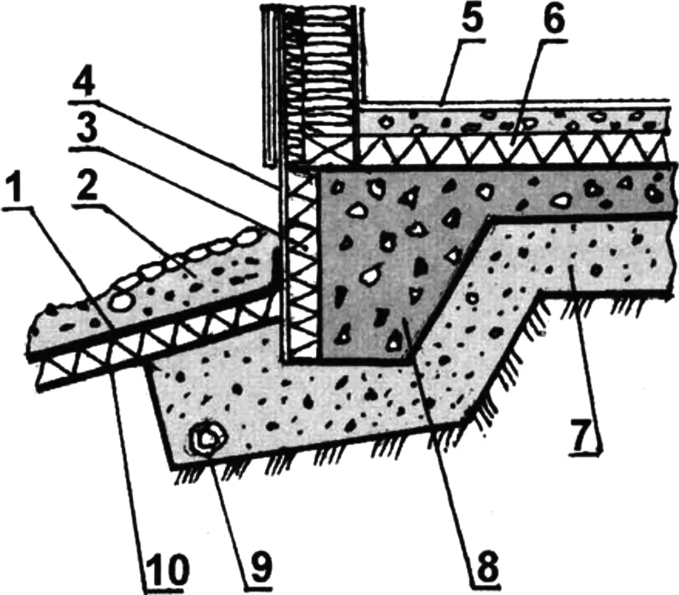 Fig. 3. Detail of a shallow foundation as a continuous monolithic slab