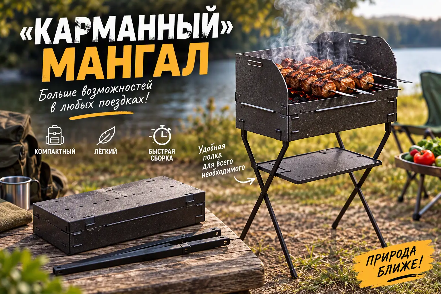 Портативный складной мангал своими руками: чертежи