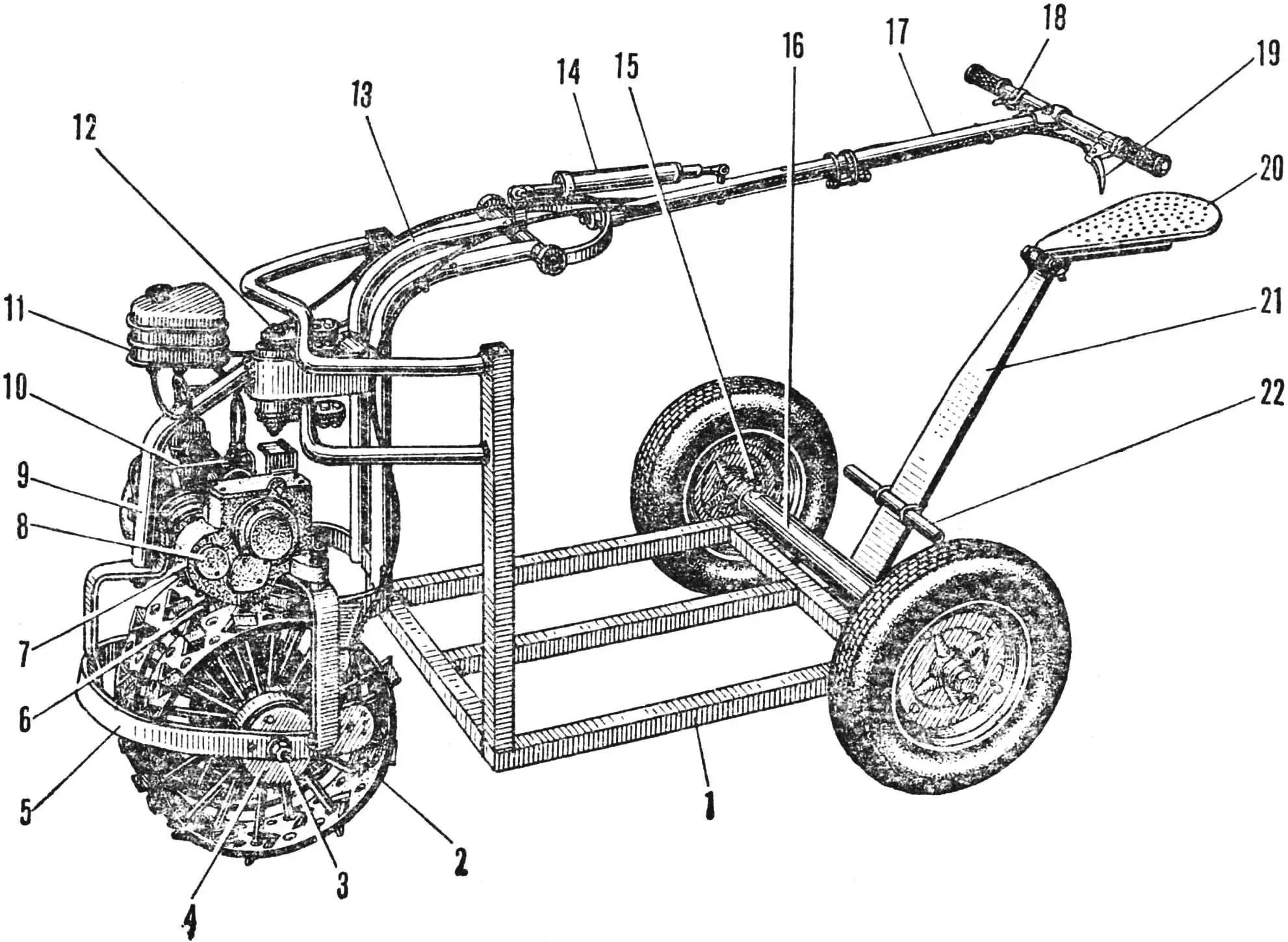 Fig. 1. General view of the walk-behind tractor