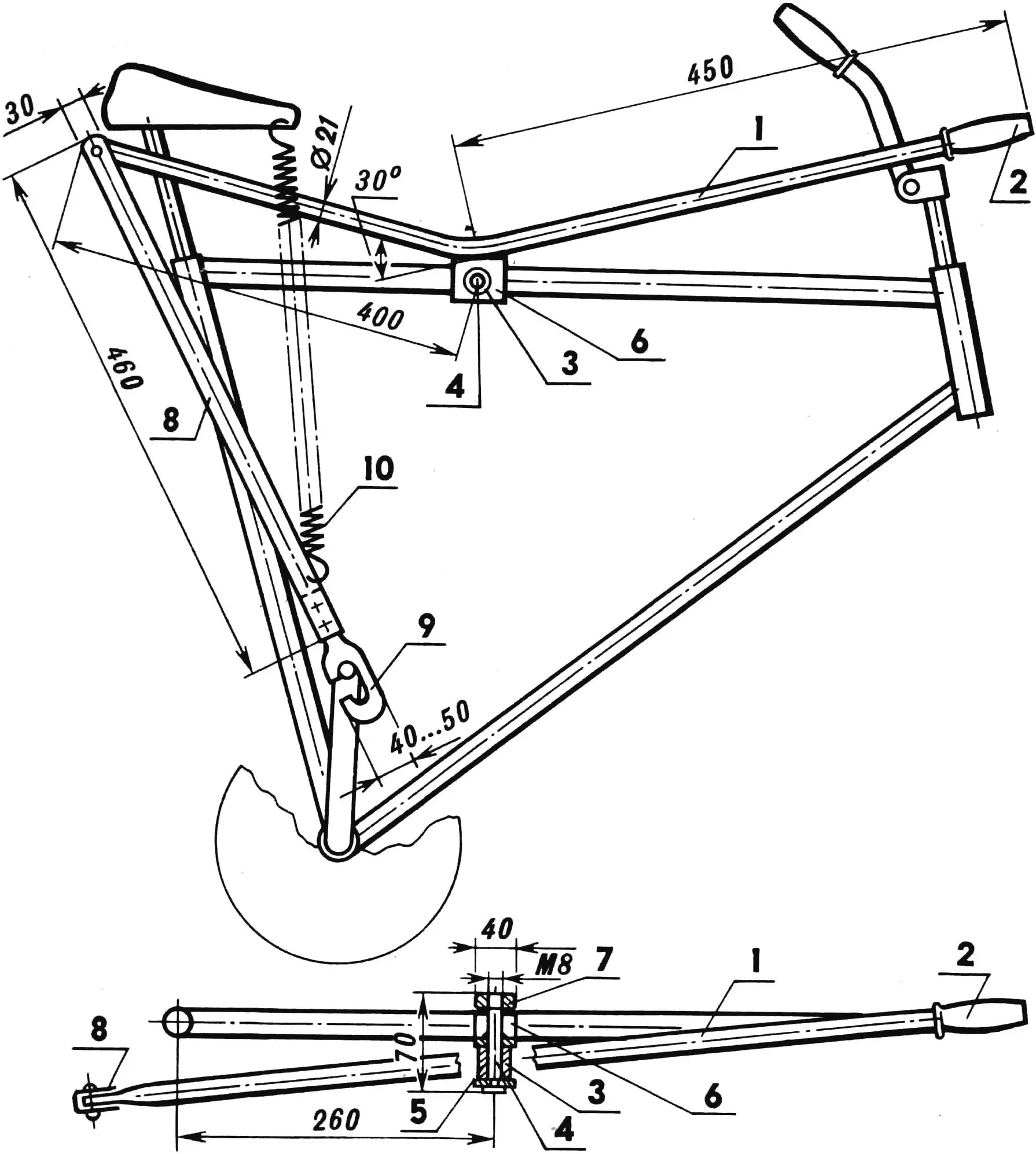 Fig. 1. Hand drive for a bicycle
