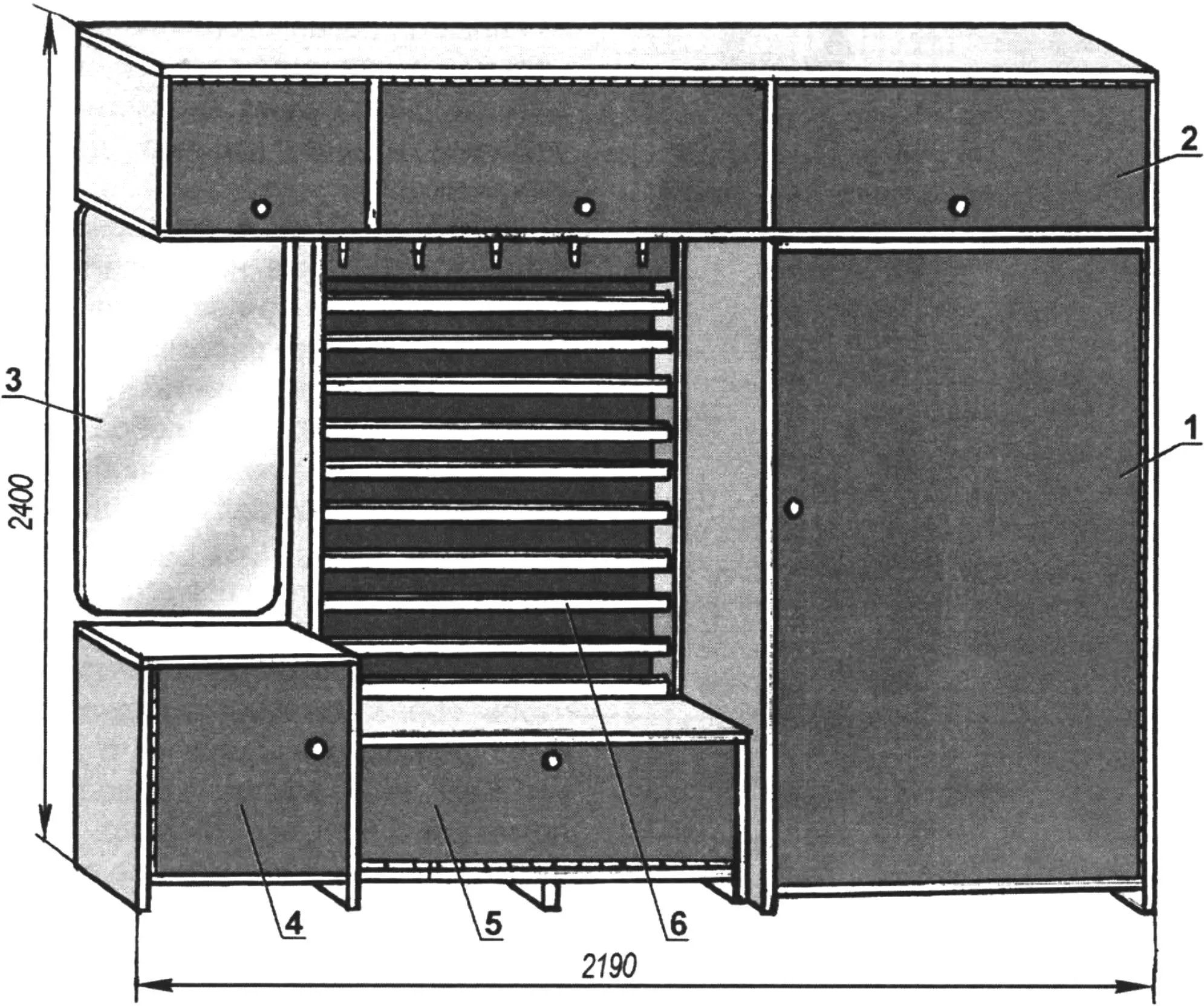 Furniture wall unit for the hallway