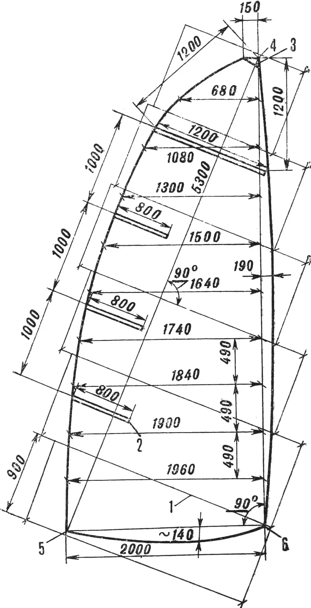 Fig. 10. Sail cutting layout