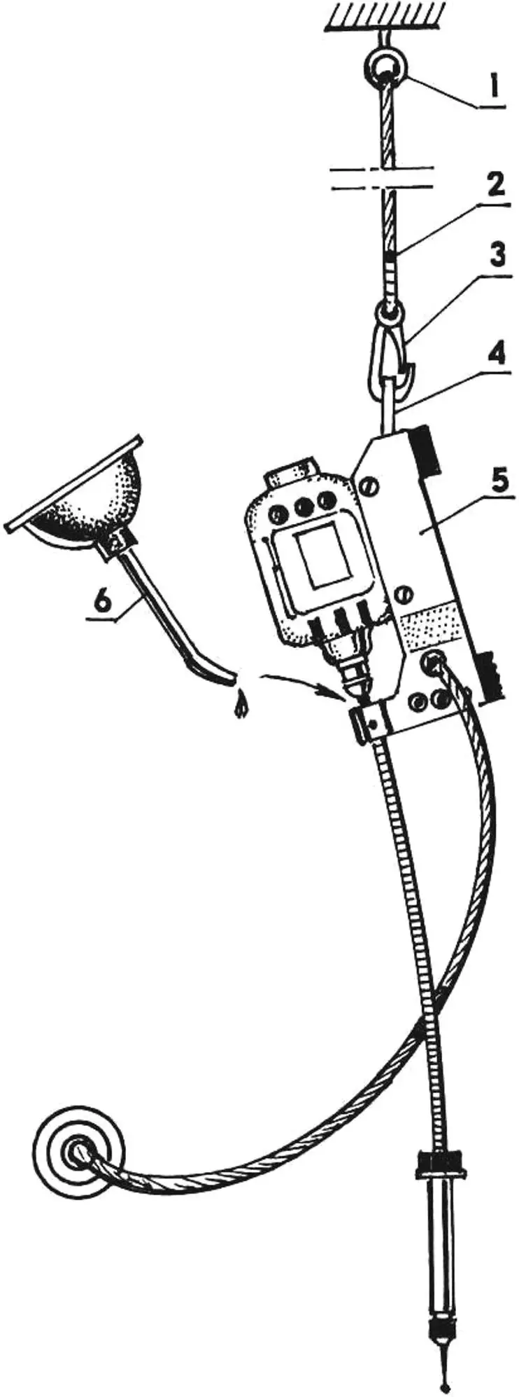 Fig. 3. Hanging the rotary tool in a vertical position for lubrication and convenient work in certain situations