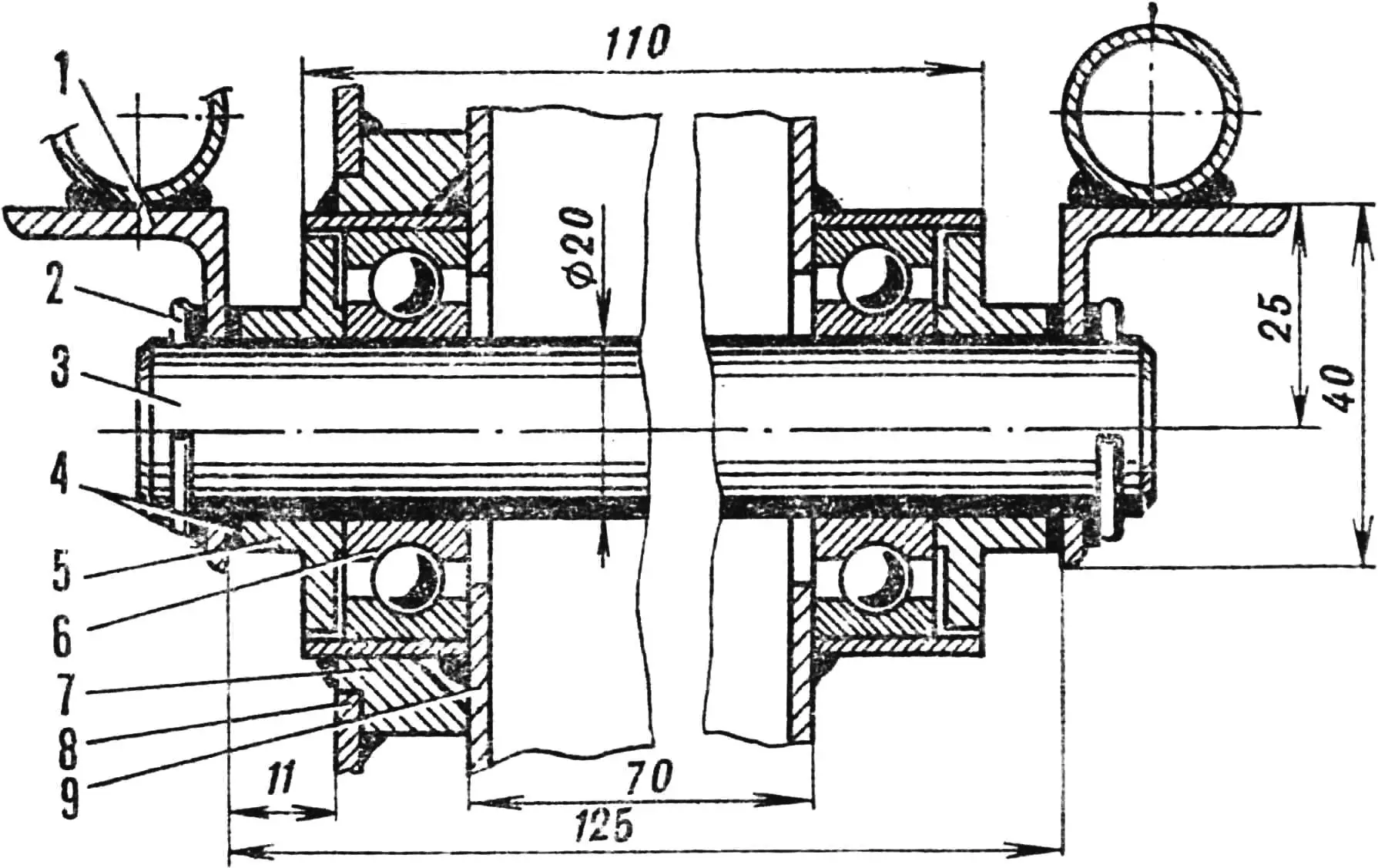Fig. 3. Working wheel bearing assembly