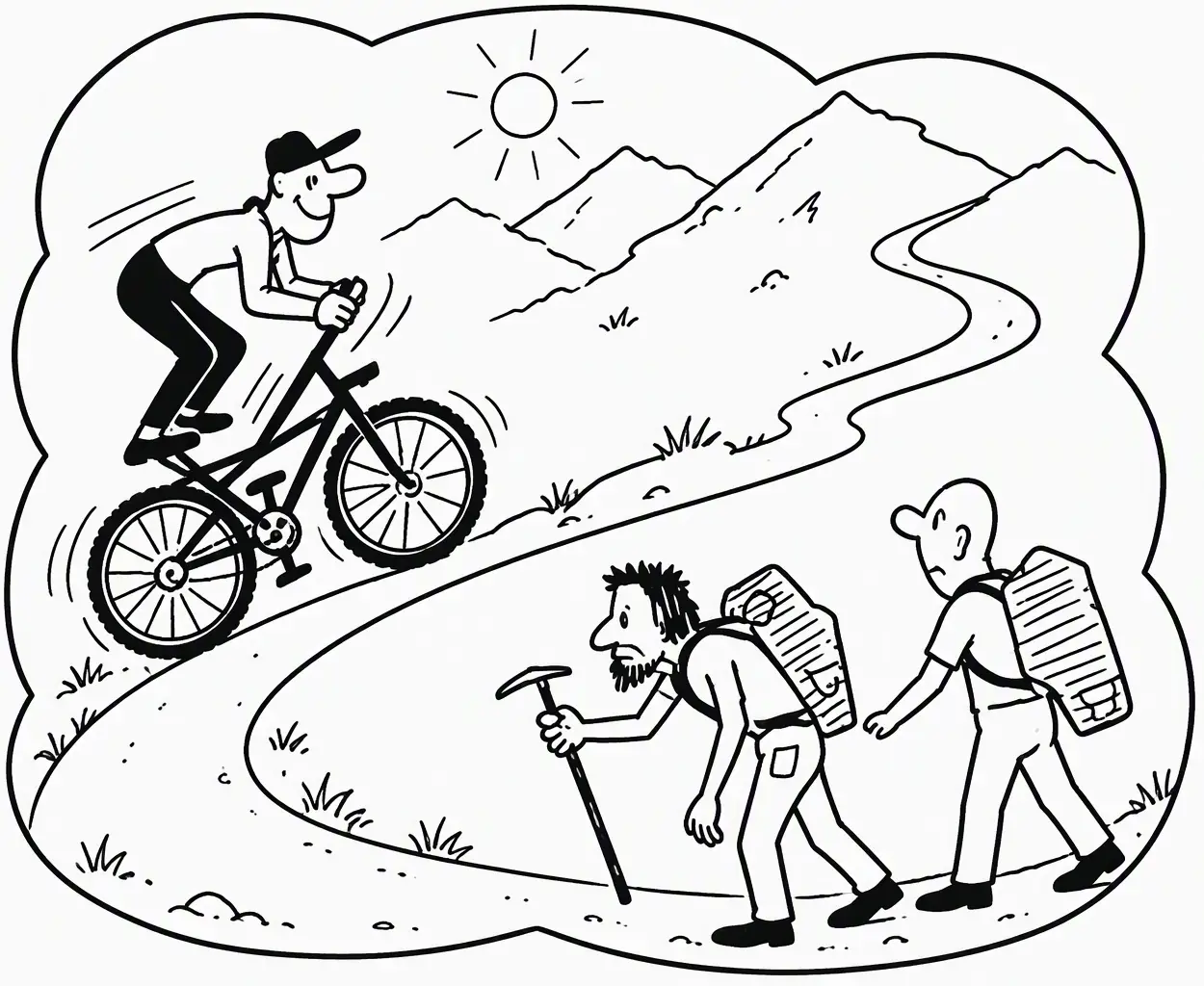 On a bicycle in the mountains