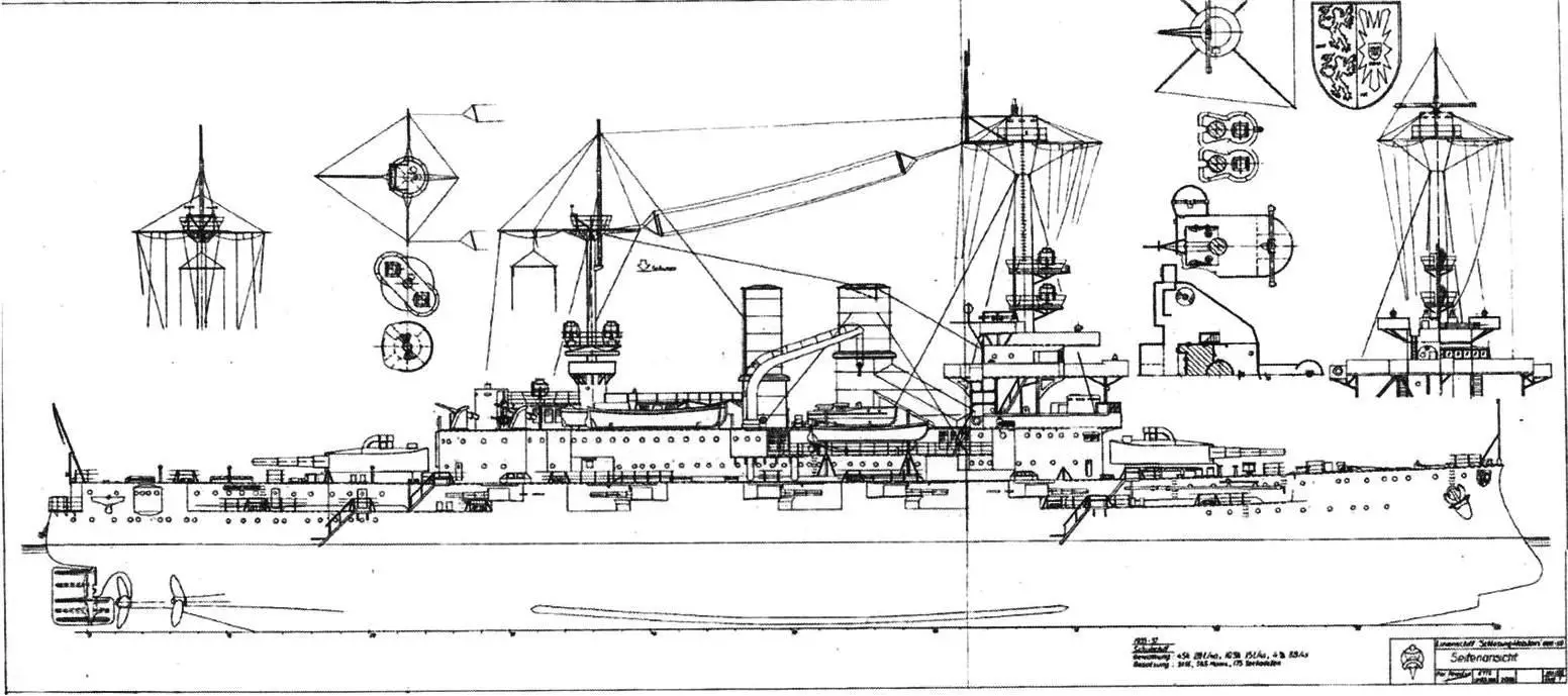«Schleswig-Holstein» после модернизации (копия оригинального чертежа)
